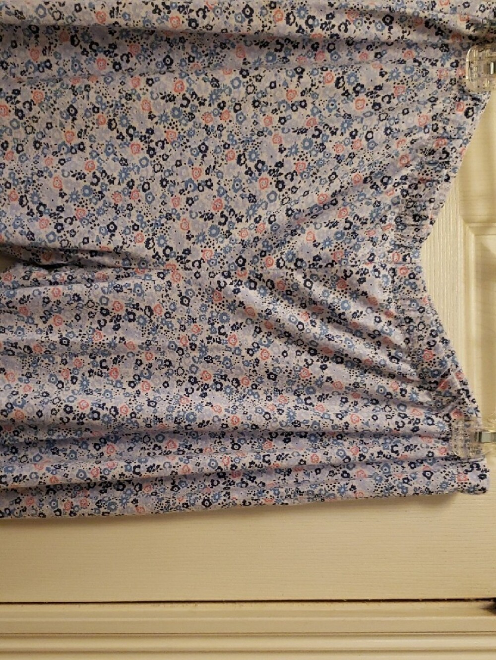 Secret Treasures White Top with Blue and Coral Floral Print - Picture 6 of 11